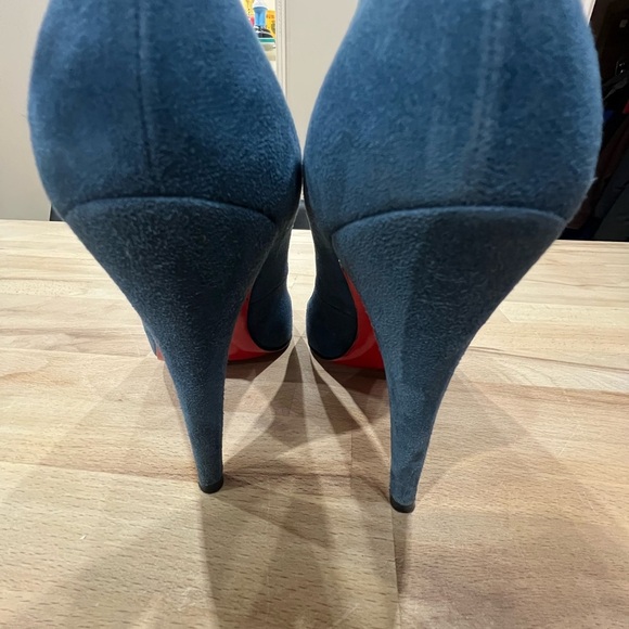 CHRISTIAN LOUBOUTIN Blue Eloise Navy Marine Suede Pumps EU 38/US 7.5 - Picture 9 of 12